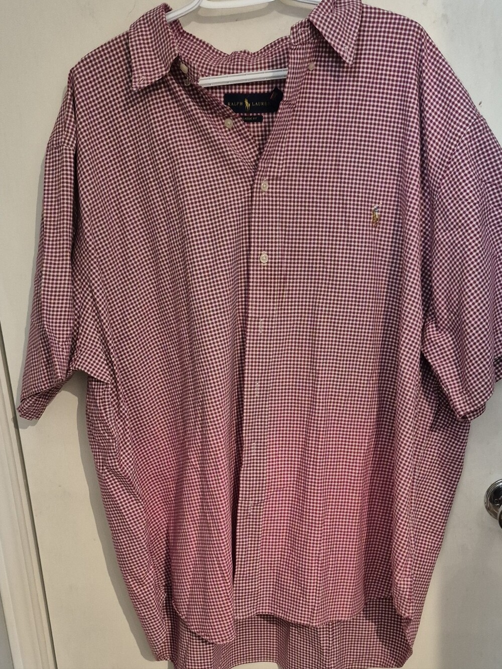 Ralph Lauren Men’s Shirt Sleece Red Gingham Button-Down Shirt Sz.3XB